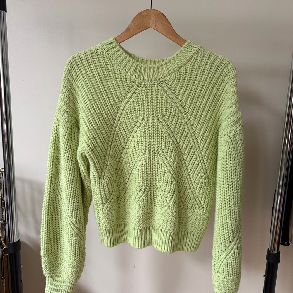 Topshop Electric Green Crew Neck Sweater